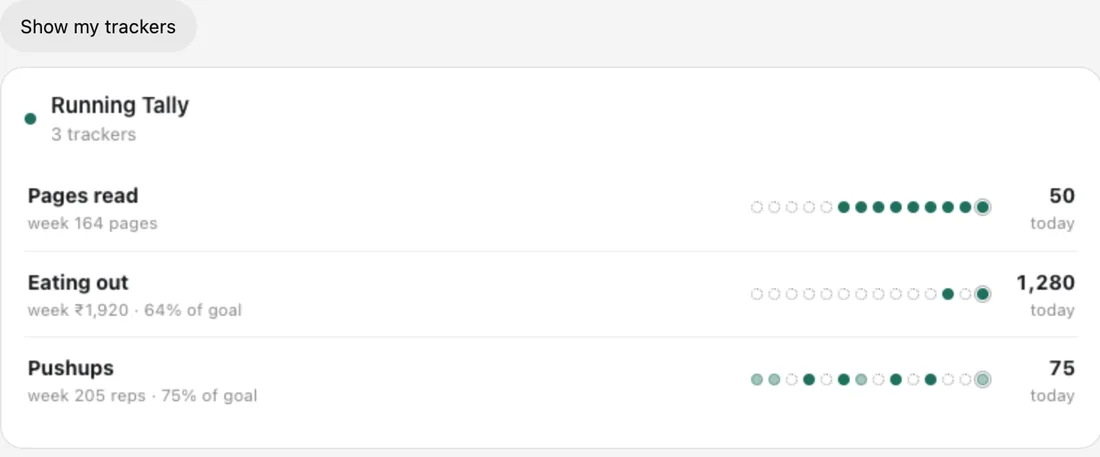 Running Tally in ChatGPT: All your trackers